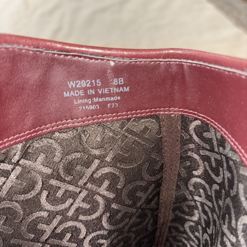 New! Cole Haan Genevieve Woven Cuff Riding Boot Burgundy Leather Size 8 B No Box - Picture 5 of 6